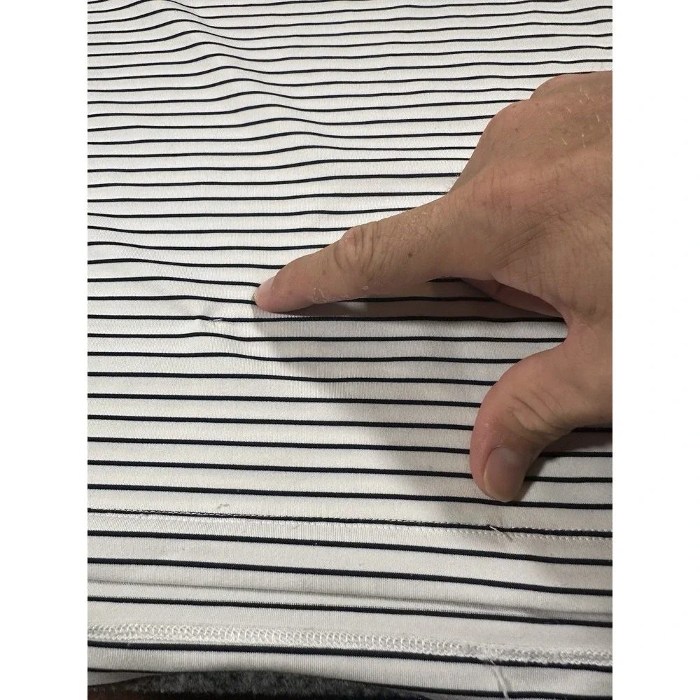 Polo Ralph Lauren Men's White Blue Striped Performance Polo Shirt Short Sleeve